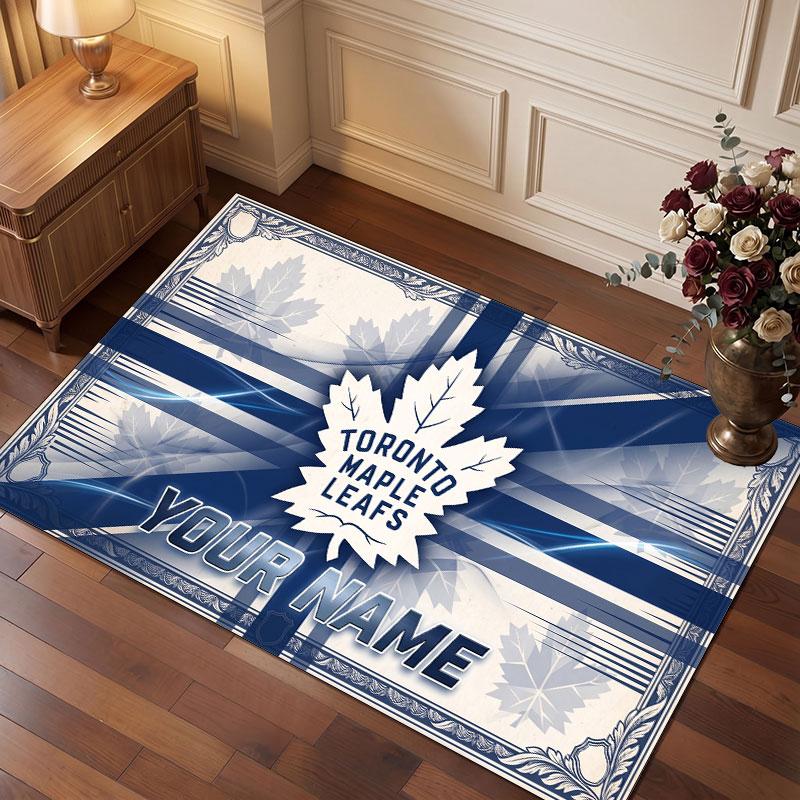 Tappeto in Cristallo Vellutato Personalizzato Toronto Maple Leafs, Tappeto Morbido Antiscivolo con Testo Nome Personalizzato per Soggiorno Camera da Letto