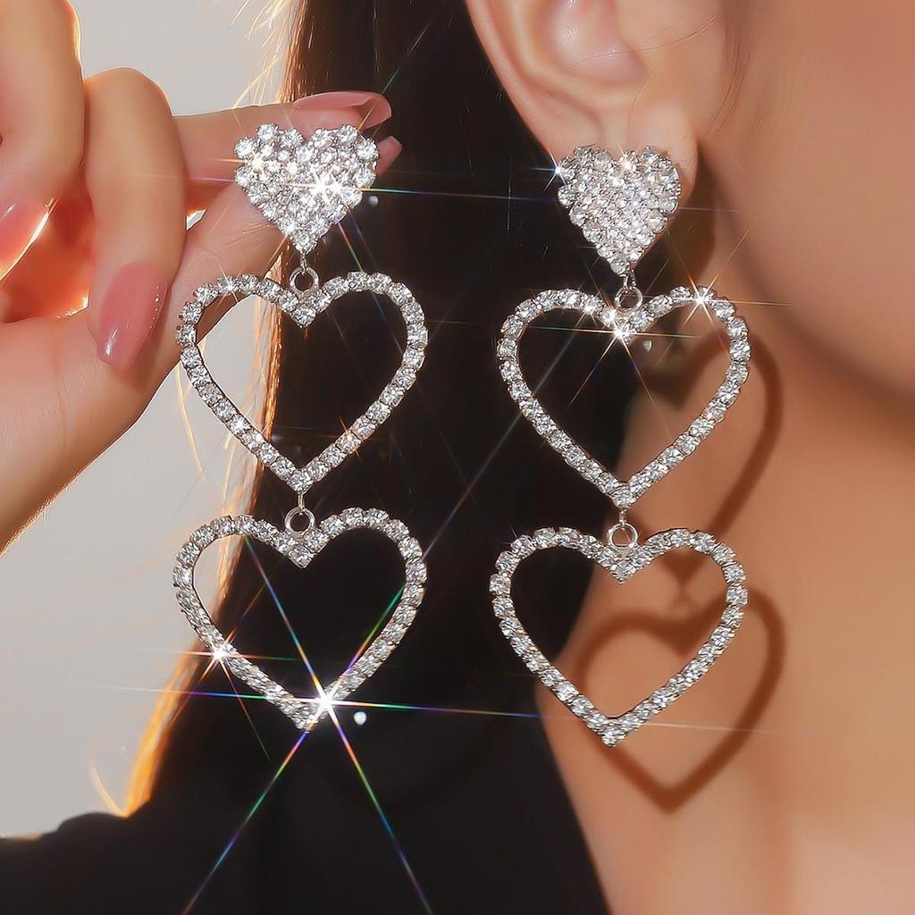 Luxury Rhinestone Tassel Clip-On Earrings for Women - Bridal Accessories