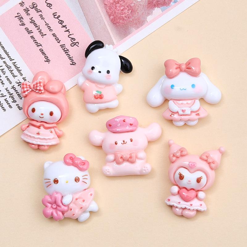 10Pcs Cartoon Bright Surface Animal Hug Flower Cat Resin Flat Back Scrapbook Diy Jewelry Hair Clips Ornament Accessories A4