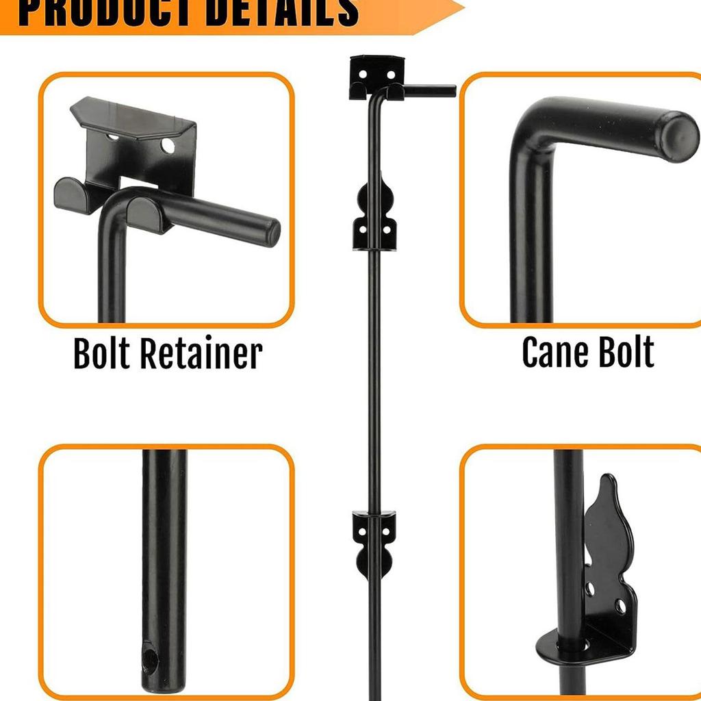 46cm Cane Bolt Gate Drop Rod 18 inch Heavy Duty Iron Gate Ground Latch Multipurpose Sturdy Easily Install Door Stopper