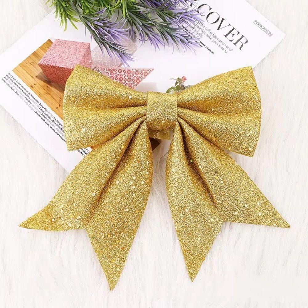 2Pcs 3D Bow Christmas Decorations Creative Christmas Bow Decorations Xmas Party Supplies