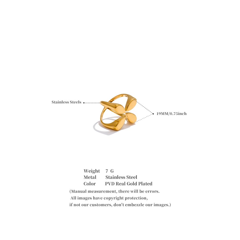 Eetit Stylový Unikátní Design Nerezová Ocel Široký Otevřený Prsten Voděodolný Kov Výrazné Prstové Šperky Doplňky