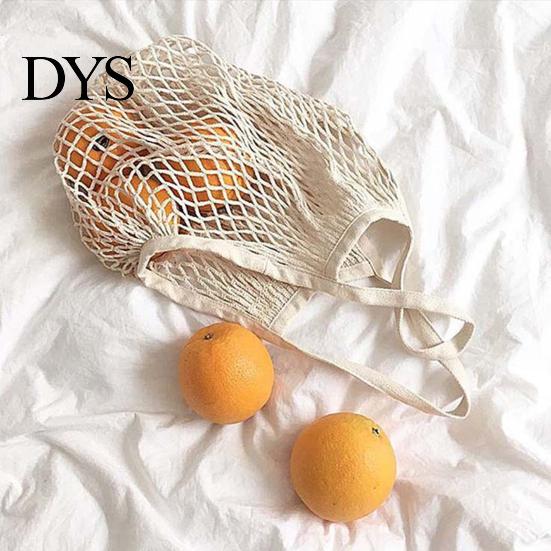 Cotton Mesh Handbag Bag Reusable Grocery Tote with Long Handles Washable Eco-Friendly Shopping Lightweight Foldable Net for Fruits And Vegetables
