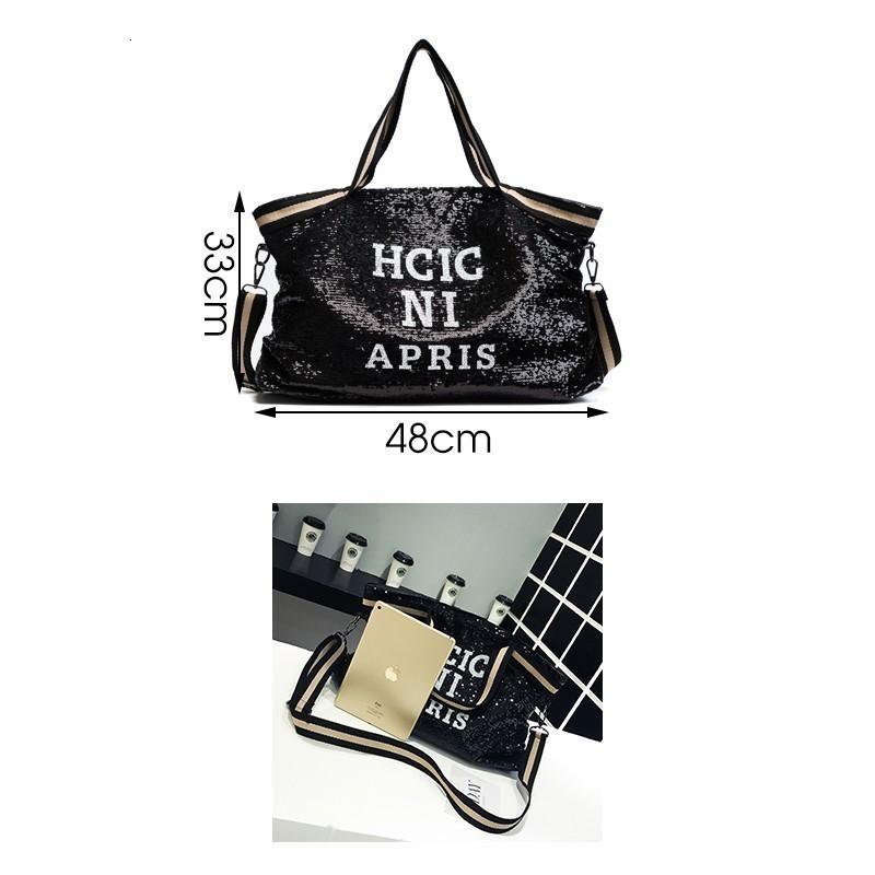 Casual Women Bling Sequins Shoulder Bags Big Capacity Female Handbag For Lady Travel Large Tote Letter Printed Crossbody Bags