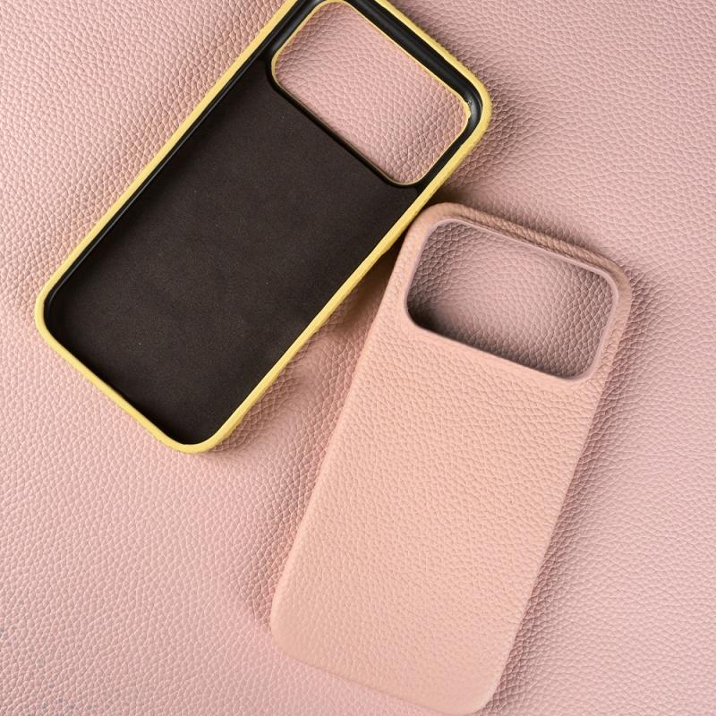 Luxury Litchi Genuine Leather Magnetic Suction Case For Iphone 17 16 15 14 13 Pro Max Air Full Protection Shockproof Back Cover