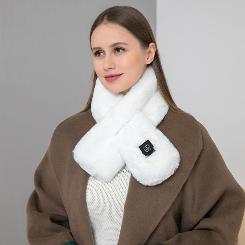 USB Women Men Heating Scarf 3 Gear Adjustable Temperature Electric Heated Scarf Winter Neck Warmer Fleece Scarf For Cycling Camp