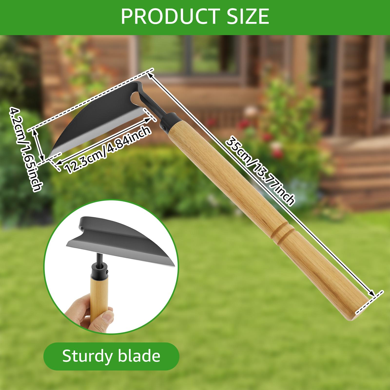 

2/1Pcs Hand Weeding Hoe Japanese Style Weed Removal Tool Carbon Steel One-Piece Molding with Hard Solid Wood Handle for Yard