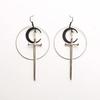 Black Moon Long Sword Silver Earrings - Stylish Pendant Gift