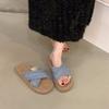 Thick-soled woven cross-strapped cool slippers fairy shoes outer wear 2025 summer with skirt vacation wind beach sandals