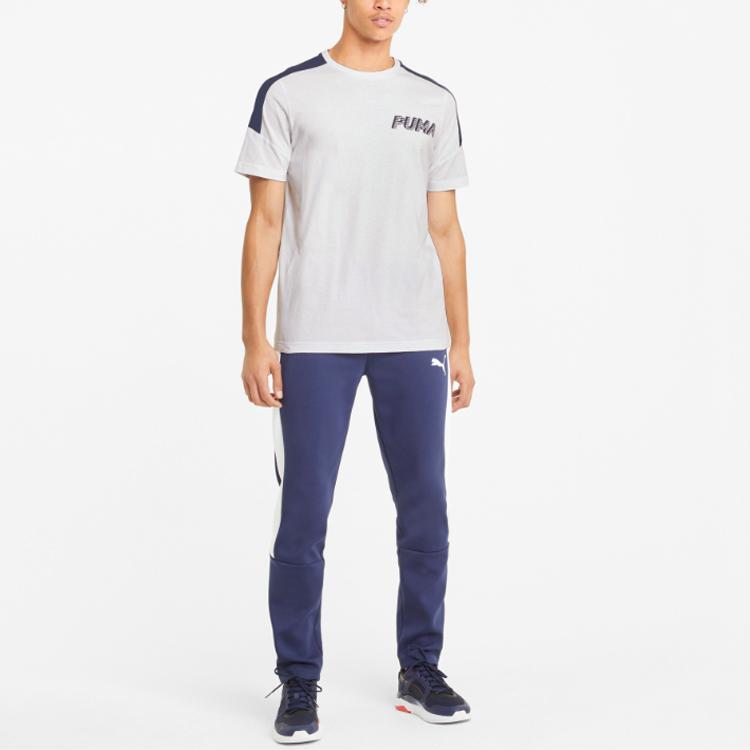 Puma Modern Sports Color Block Logo Print Casual Breathable Crew Neck Short Sleeve T-Shirt Men Tops White 845910-02