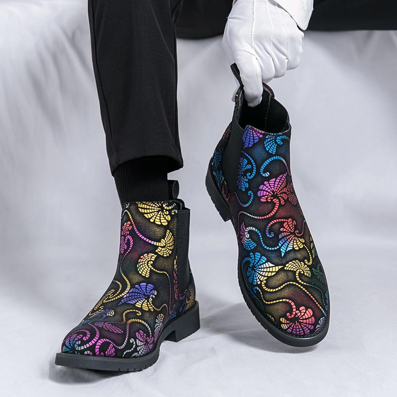 Fashion Luxury Brand Patent Leather Shoes Men's Boots Formal Low Top Casual Shoes Dress Boots Chelsea Business Ankle Boots Men 38-48