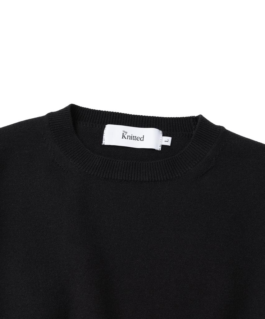 KNITTED Basic Essential Crop Round Knit Black