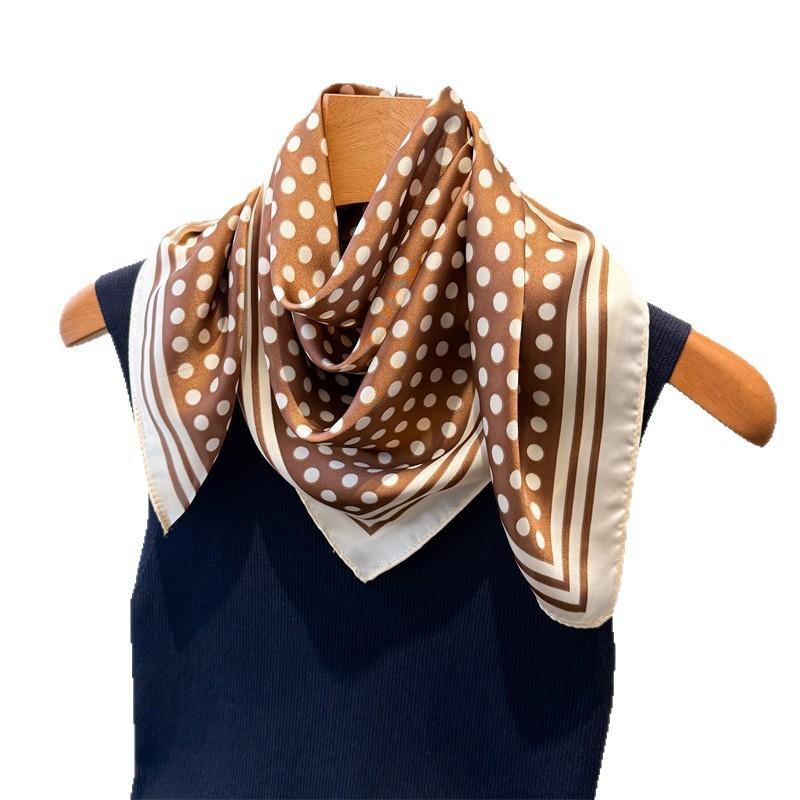 Classic Polka Dot Simulation Silk Printing Square Scarf Shawl Scarf High-end Neck Small Square Scarf Headscarf Silk Scarf Women