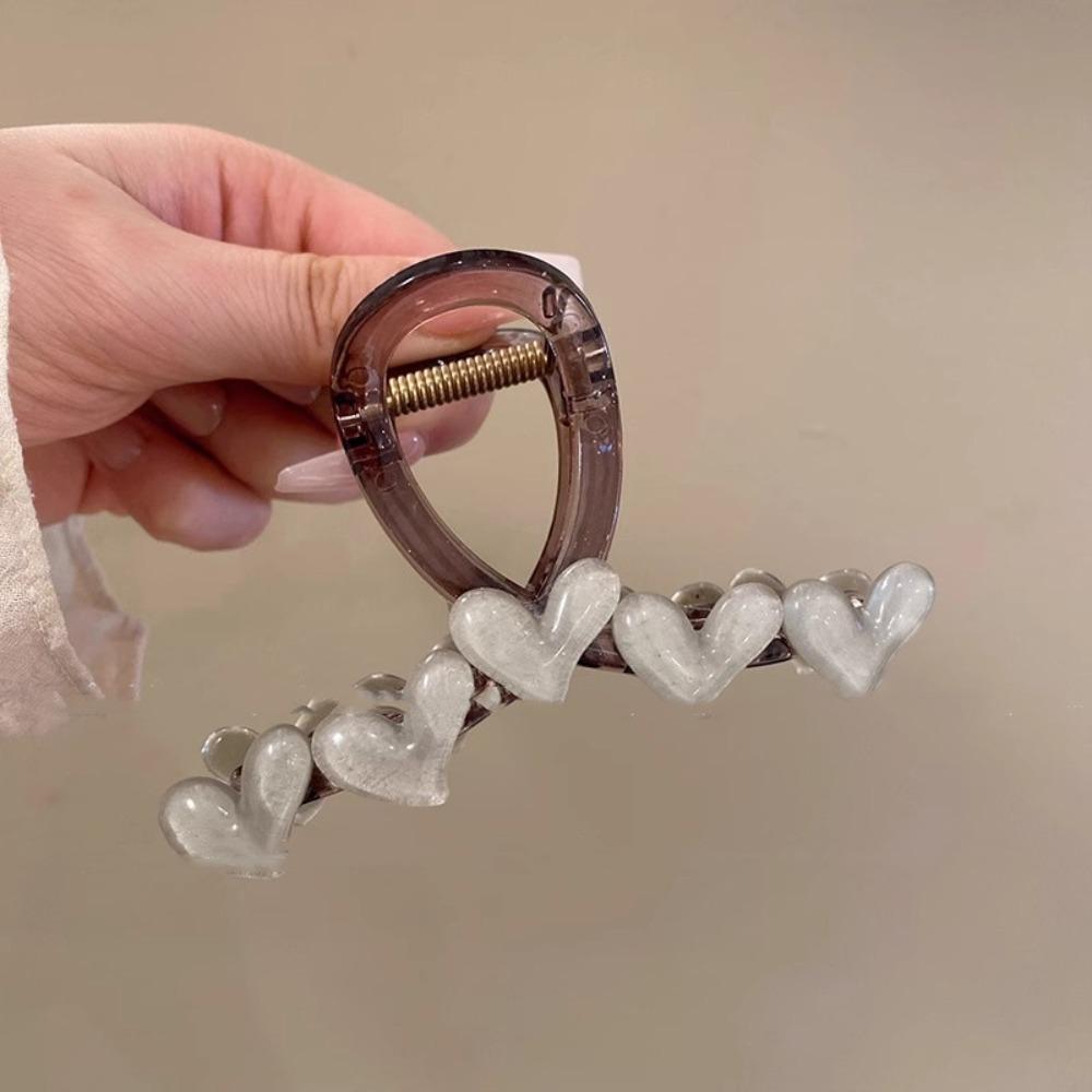 Shark Clip Heart Claw Clip Plastic Hair Crab Clip Fashion Love Heart Hair Claw  Party