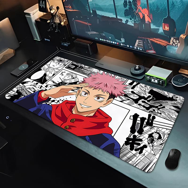 Oversized Mouse Pad Jjujutsu Kaisen Sukuna Yuji Gamer Computer Desk Mat Gaming Keyboard Pad Lockedge Japanese Anime Mousepad
