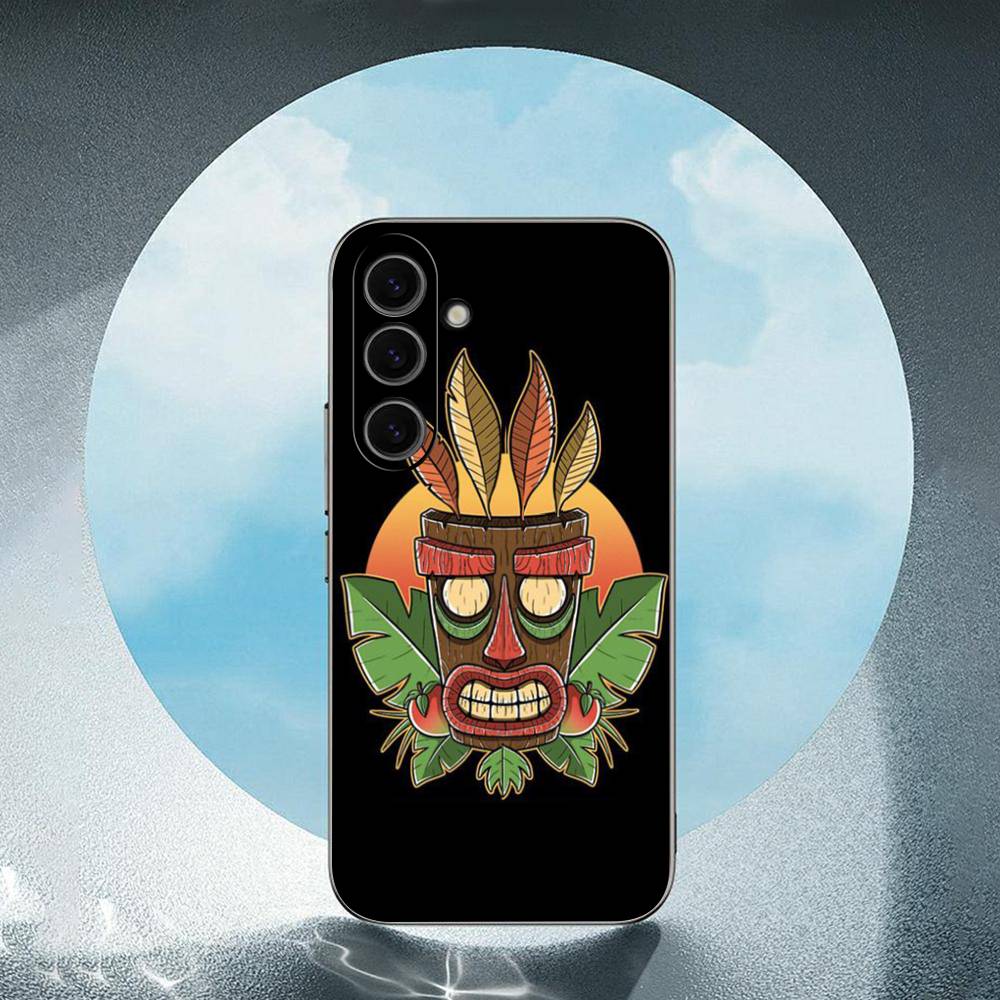 Aku Aku Crash For Samsung Galaxy S25 S24 S23 Ultra S22 S21 Plus S20 Black Soft Silicone Protective Case