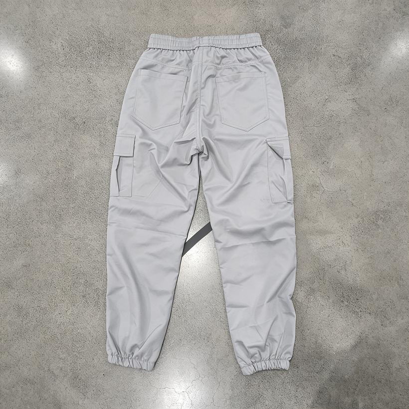 Men Drawstring Elastic Waist Jogger Cargo Pants, Multi Pockets Ribbon Decor Tapered Ankle Cuffs Casual Streetwear Utility Trousers Outdoor Daily Wear