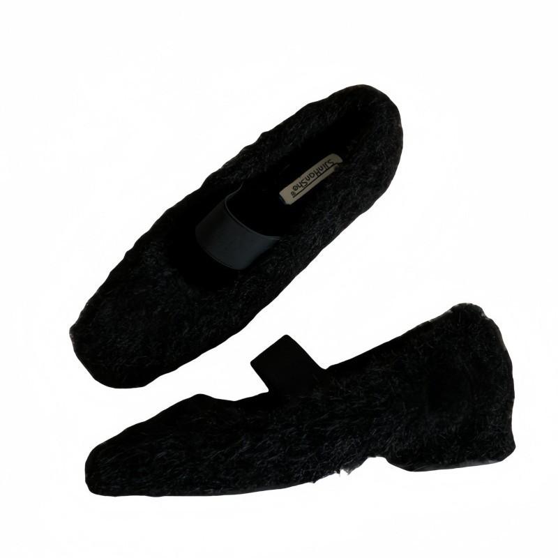 2025 Autumn and Winter Mary Jane French Fluffy Shoes Women Wear Autumn and Winter Warm Temperament Fairy Style New Single Shoes Cotton Shoes