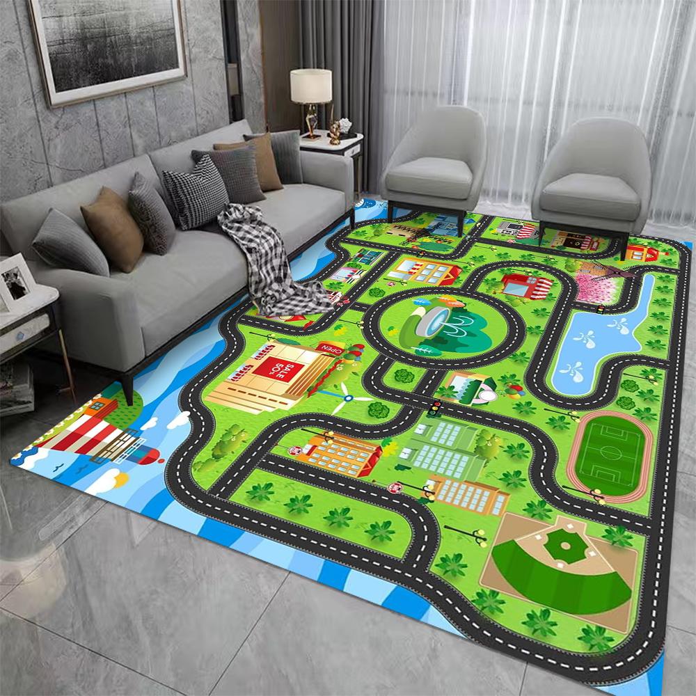 Baby Crawling Play Mat Car Play Mat for Boys and Girls Highway City Traffic-Themed Rugs for Kids Toy Cars Kids Rugs for Playroom
