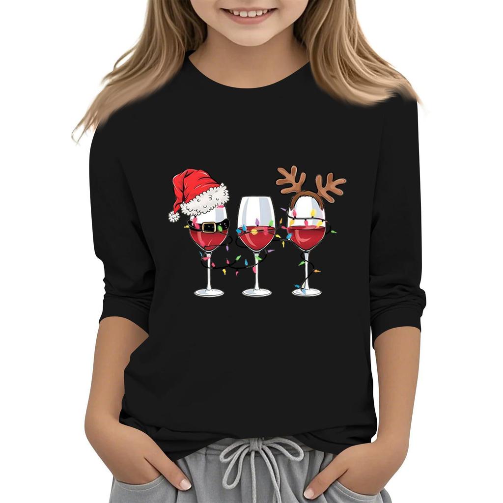 Tricou casual cu mâneci 3/4 pentru copii, cu gât rotund și imprimeu pentru Ziua Independenței