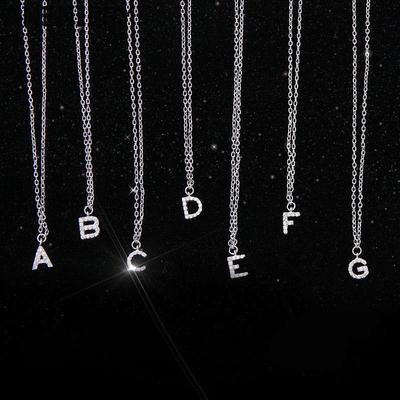 Piccola collana con ciondolo con nome e lettere iniziali dell'alfabeto dalla A alla Z, con 26 zirconi lucidi, il miglior regalo per ragazze