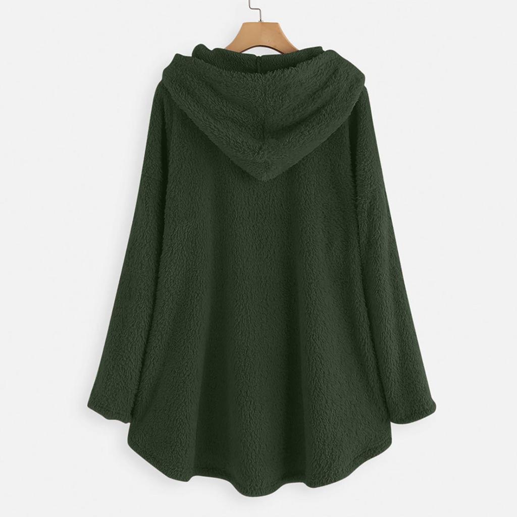 Damenmode und Winter einfarbig Langarm Kapuzen Fleece Pullover