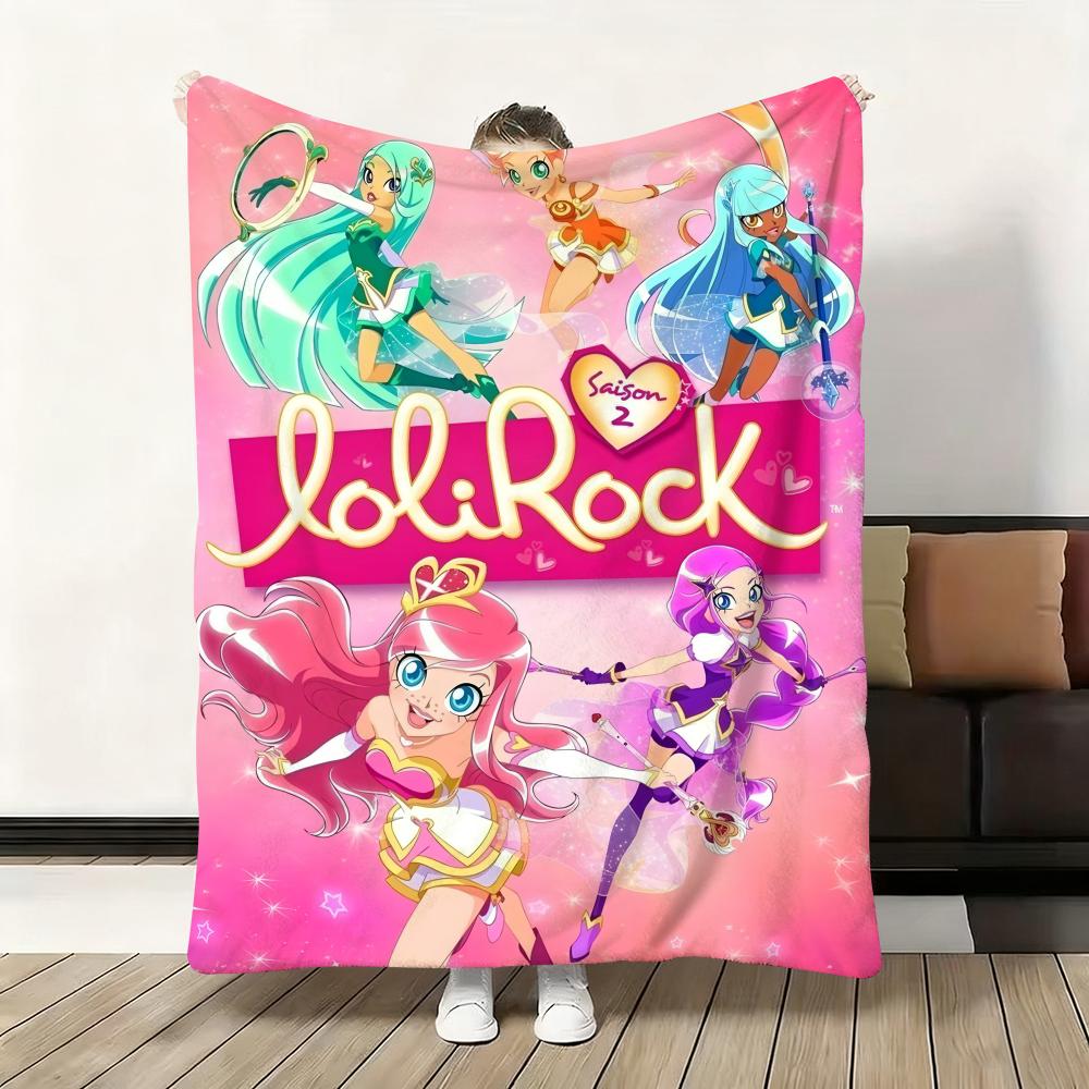 Süßer Cartoon L-LoliRock Wurf Weiche Flanelldecke Warm Knie Hautfreundlich Überwurf für Sofa Büro Bett Reisen Winter Übergröße