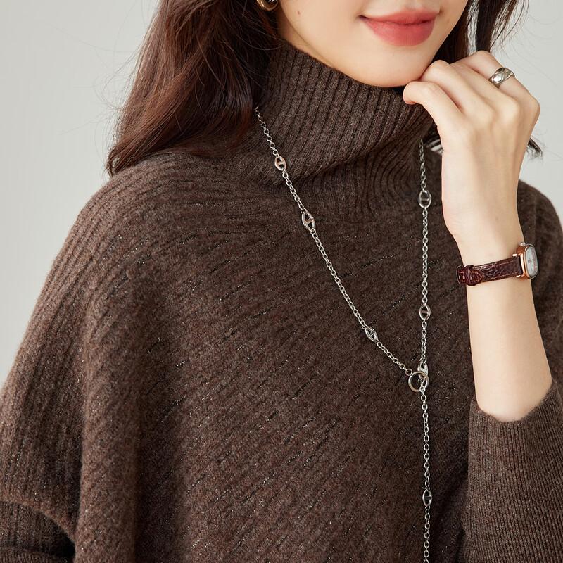 Women's High-Neck Loose Wool Batwing Sweater