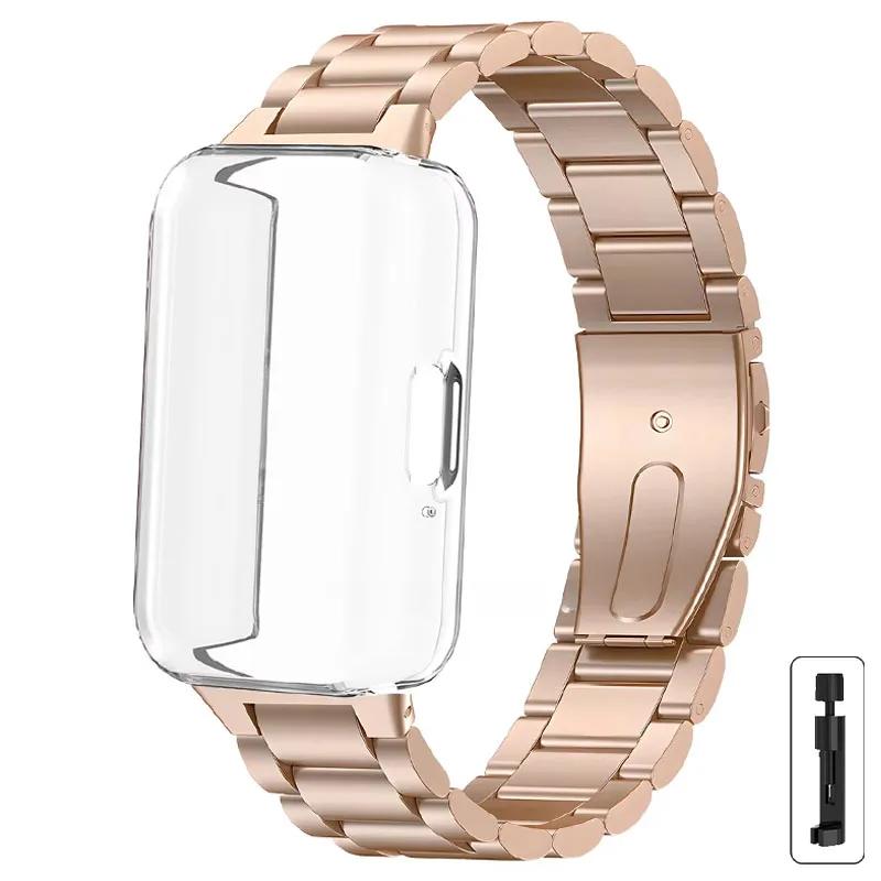 Case+Stainless Steel Strap For Samsung Galaxy Fit 3 Full Protective Screen Case For Samsung Galaxy Fit 3 Metal Band Accessories