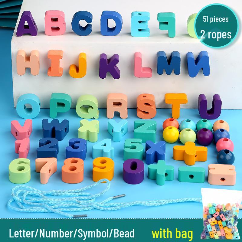 Wooden Animal & Fruit Stringing Educational Toy for Kids