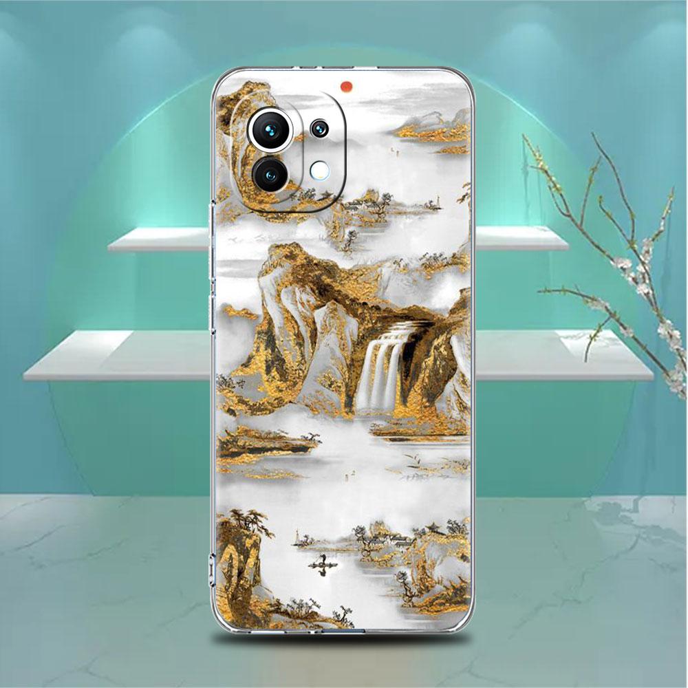 Clear Case For Xiaomi Mi Poco X3 NFC M3 Pro F3 F1 11 Lite 12 Note 10 11T 9T Transparent Phone Cover Mountain Painting