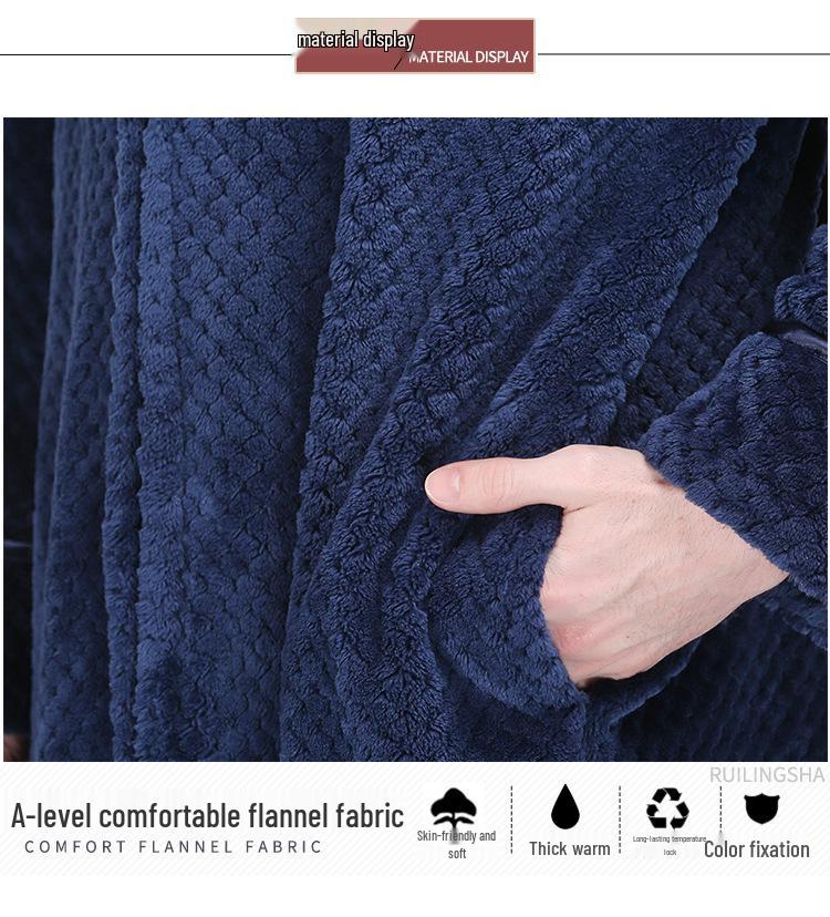 Thickened Flannel Robe: Warm Coral Fleece Bathrobe for Couples - Men's & Women's Plus Size Zipper Nightgown