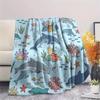 1PC Cute Marine Animals Print Flannel Blanket, High quality All Seasons, Home Decor, Warmth and Comfort, Perfect for Christmas Gifts