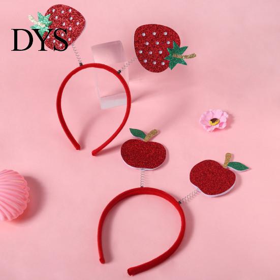 Cute Cartoon Headbands 4Pcs Fruit Decor Watermelon Cherry Children Hair Accessories Strawberry Headpiece Spring Design Hoop Headdress Stretchy
