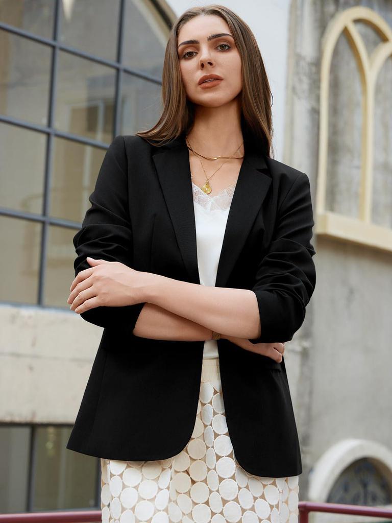 2025 European Slim Fit Women's Solid Color Long Sleeve Single Button Casual Blazer