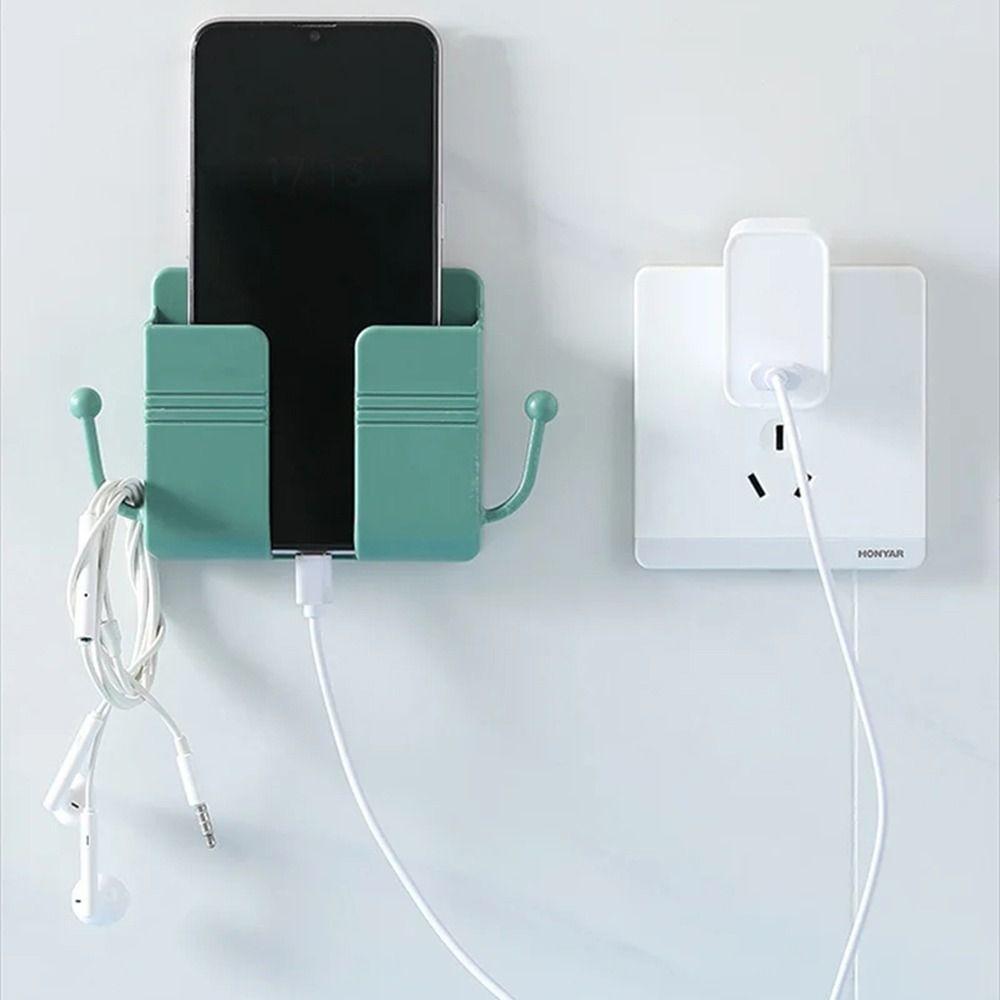1Pcs Wall Holders Wall Mounted Storage Box Mobile Phone Plug Phone Charging Holder Rack