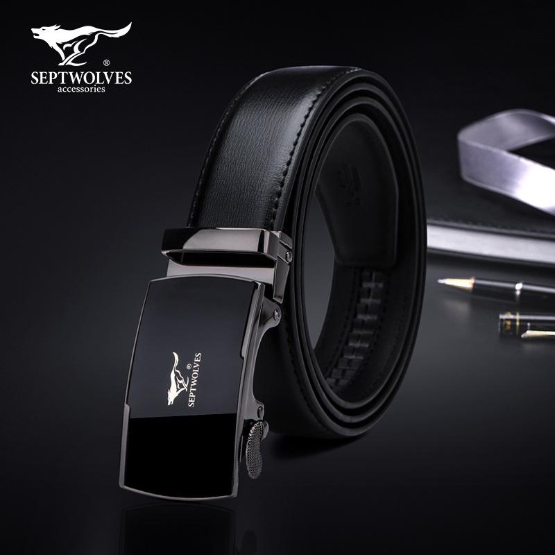 Seven Wolves Men's Classic Leather Belt with Automatic Buckle - Versatile Gift for Business and Casual Wear