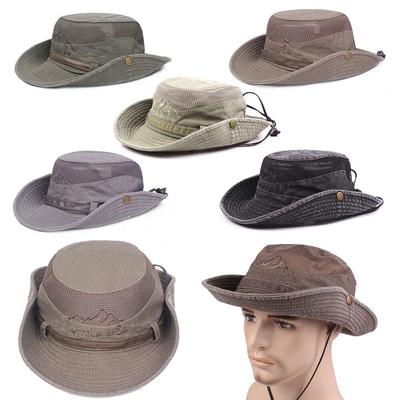 Trendy Unisex Fishing Cap Mens Activities Wide-brimmed Cap Sun Hat Retro Cargo Bucket Outdoor Mesh Hats
