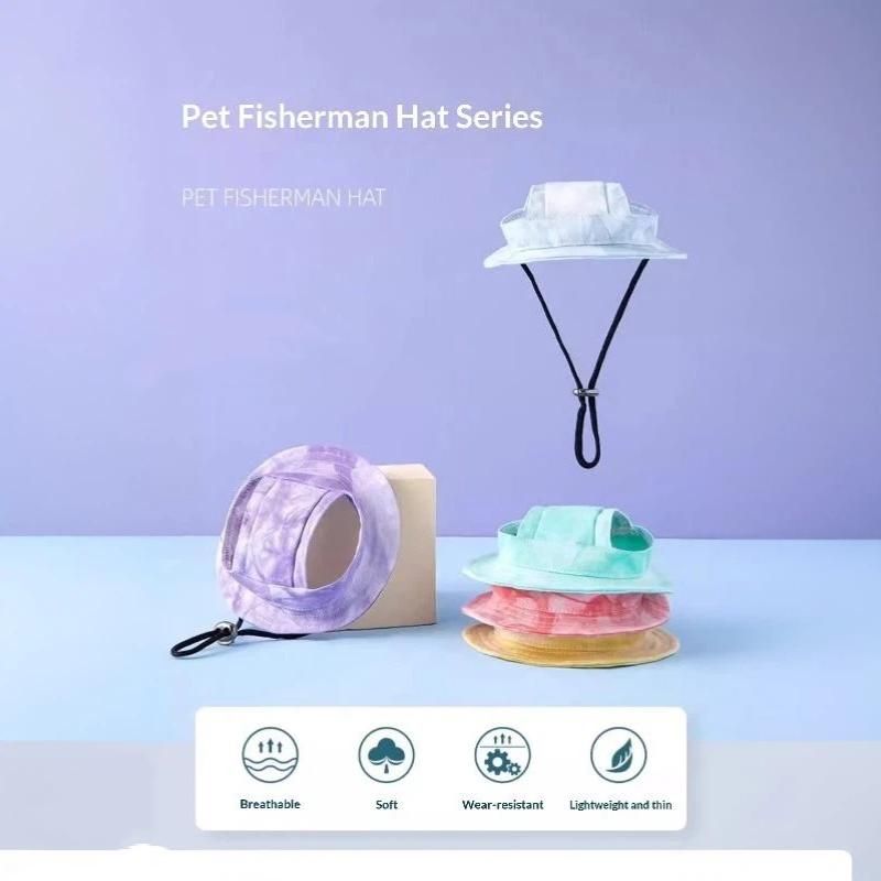 Summer Pet Baseball Cap with Ear Holes Adjustable Dyed Comfortable Dog Hat for Small Medium Dogs Outdoor Activities Home Use