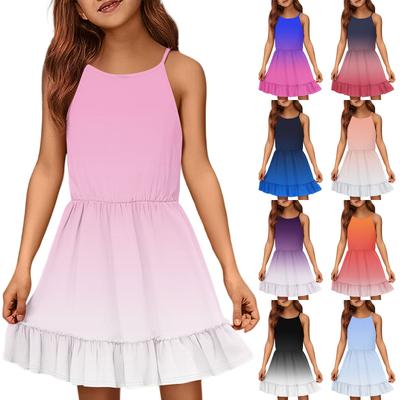 Children's Summer Casual Fashion Round Neck Solid Color Sleeveless Dress