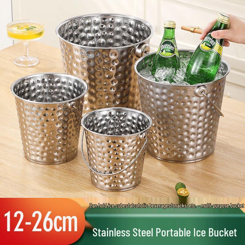 ZISIZ Stainless Steel Hammered Ice Bucket