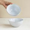 Minimalist Style Salad Bowl Embossed Ceramic Bowl Household Noodle Bowl Vegetable Bowl Tableware Round Bowl Big Rice Bowl Fruit Bowl