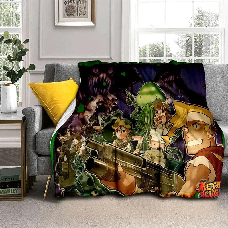 Retro Game Metal Slug Gamer Cartoon Blanket,Soft Throw Blanket for Home Bedroom Bed Sofa Picnic Travel Office Cover Blanket Kids