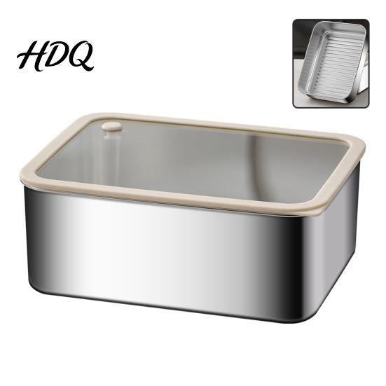 Clear Lid Food Storage Trays 304 Stainless Steel Containers with Lids Leakproof Meal Prep Boxes Leak Proof Bowls Dishwasher Safe Stackable