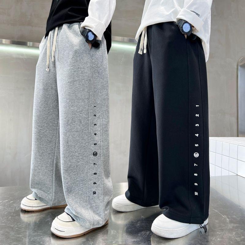 Boys' Wide-Leg Sports Sweatpants - Stylish Spring & Autumn Casual Pants for Kids