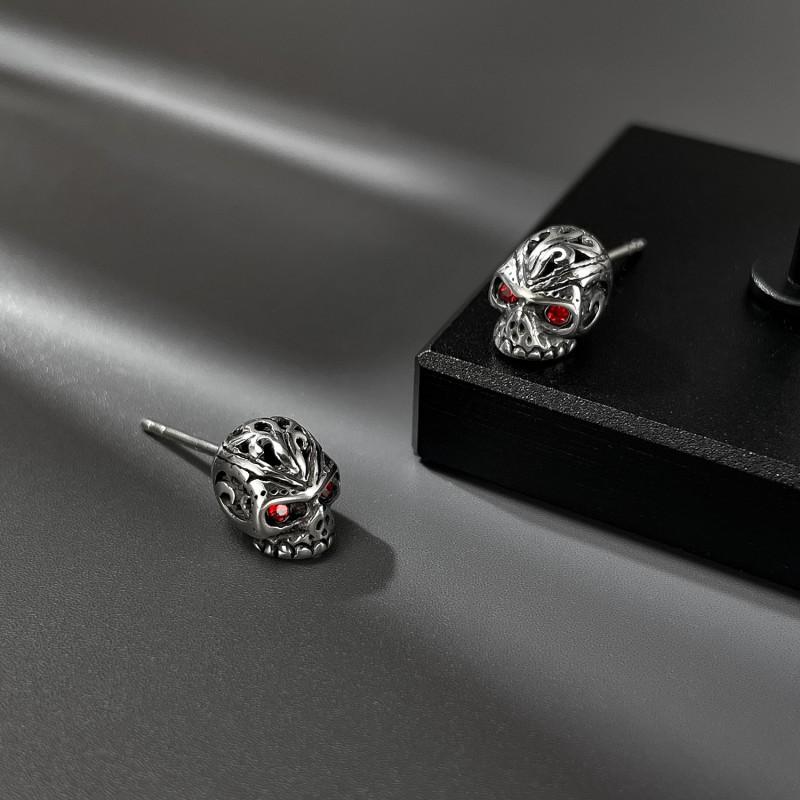 European American Stainless Steel Earrings With Male Personality Retro Hip-hop Street Skull Punk Style Titanium