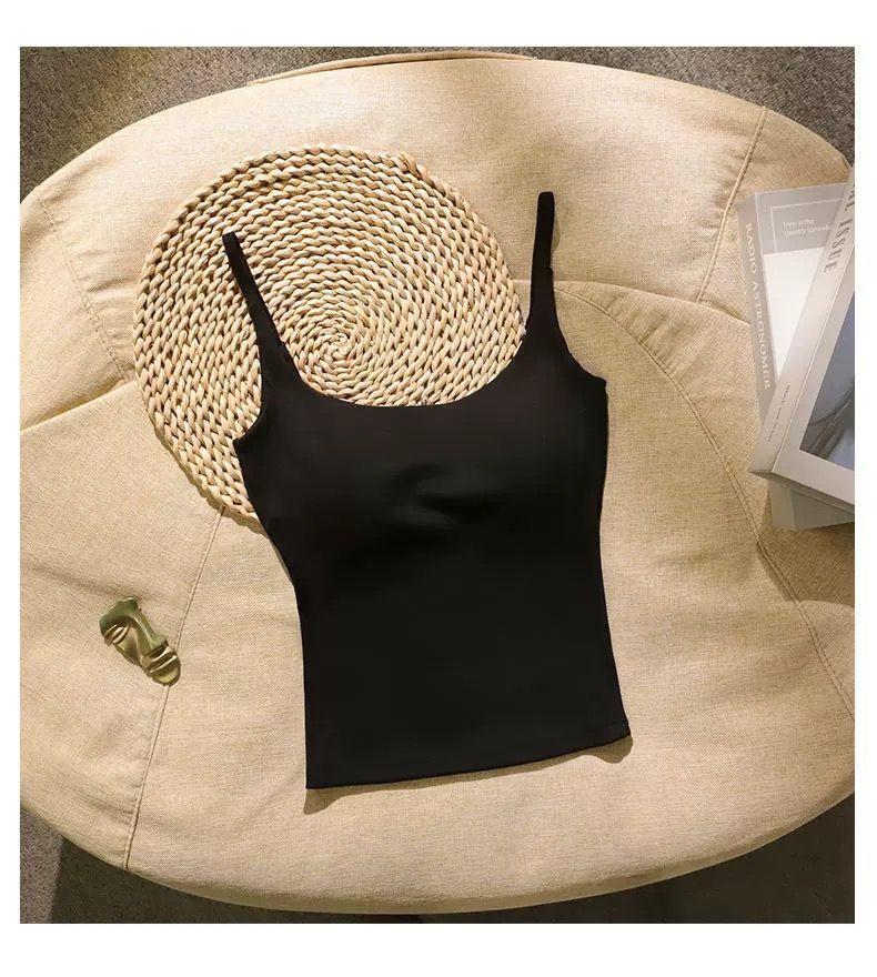 Elegantes Camisole mit Spitzeneinsätzen für Damen: Sommer-Top mit Brustpolstern & sexy Rückendesign