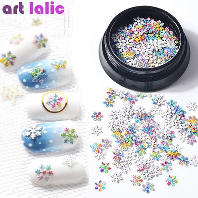1 confezione di decorazioni per manicure con paillettes multicolori 3D miste, glitter natalizi, per nail art