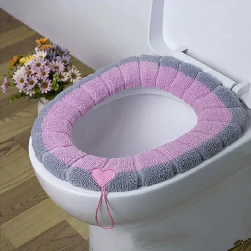 Thicken Toilet Seat Cover Mat Warm Soft Washable Closestool Portable Bathroom Accessories Protector Water Desechable Household