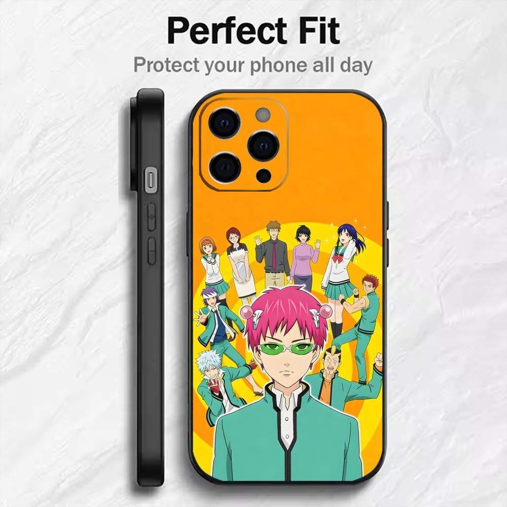 K-Kusuo S-Saiki From Anime The Disastrous Phone Case For iPhone17,16,15,14,13,12 Plus,Max Soft Silicone Black Cover